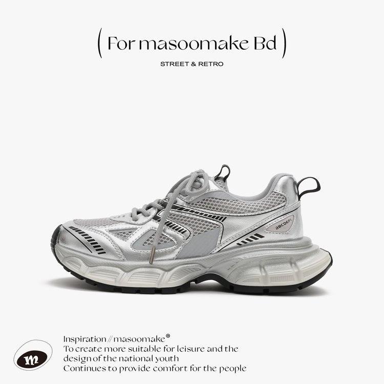 

2025 новые высокие серебристые Mazooism интернет-знаменитость весенние супер огненные папины кроссовки женские жареные уличные платформенные повседневные спортивные кроссовки 35