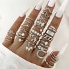 Gold/Silver Wave Joint Rings Set Alloy Love Chain Joint Ring 2024 Multi Style Ring Set  Woman
