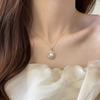 Stainless Steel Zircon Surround Pearl Necklace Simple Design Clavicle Chain Temperament Necklace