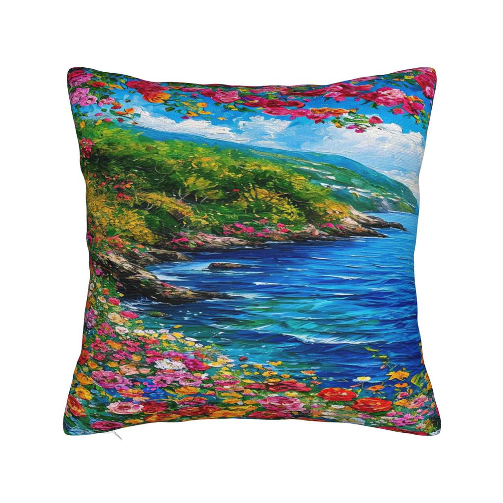 Rainbow Waterfall Art Pillow Cover  Square Cushion Cover Cute Funny Pillow Case For Living Room Chair