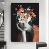 Fashion Women Head Flower Wall Art Poster Butterfly Bird Art Prints Sexy Girls Canvas Painting Modern Pictures Room Home Decor