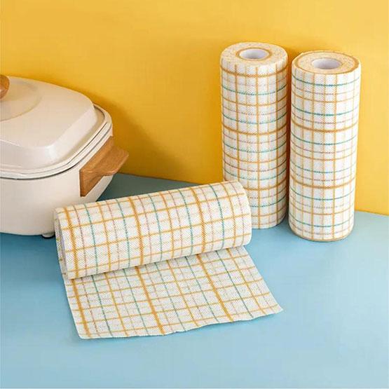 WTEMPO 1 role 25*25CM Kuchyňské jednorázové omyvatelné silné utěrky na odstraňování oleje Utěrky na nádobí Olej absorbující Suché/mokré Dvojúčelové hadry Kuchyňský papír
