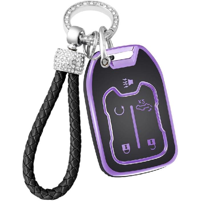 for VW Key Fob Cover with Keychain, Full Protection Key Fob Case Cover Fits for VW Volkswagen Jetta Beetle Tiguan Passat Polo Golf Car Accessories