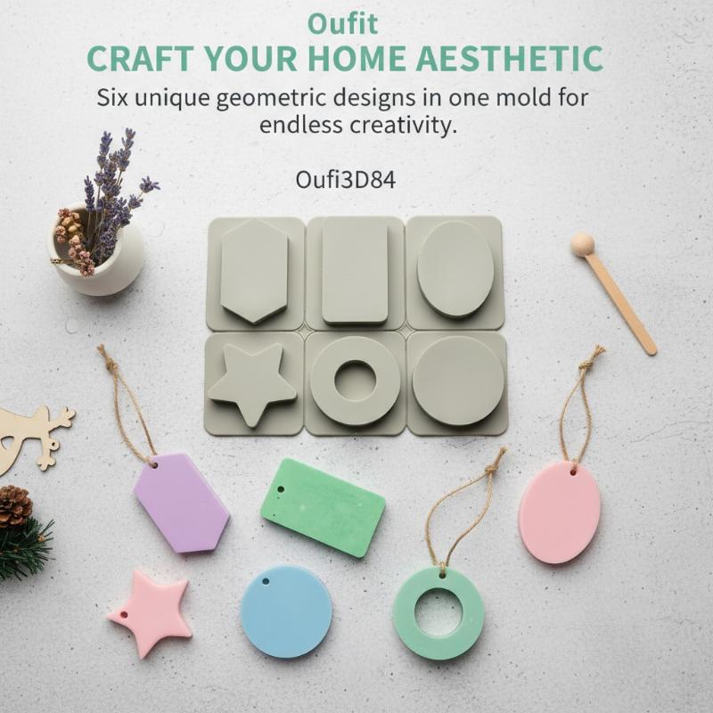 Silicone Mold For Diy Crafts With 6 Holes Flower-Shaped Aromatherapy Diffuser Stone Hanging Sign Mold For Candle Soap Diy Craft