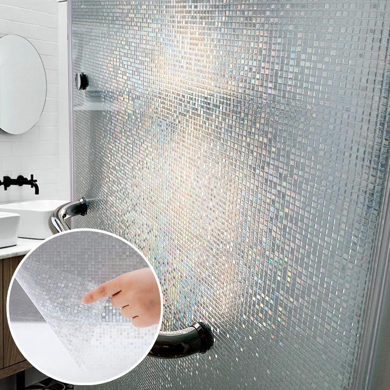 Window Privacy Film 3D Window Film Rainbow Sticker 3D Stained Glass Window Decals Static Cling Stickers for Bathroom