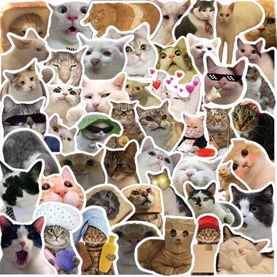 50PCS Cute Cat Emoticon Stickers Waterproof Vinyl Funny Cats Decals Sticker for Water Bottle Laptop Luggage Skateboard Phone