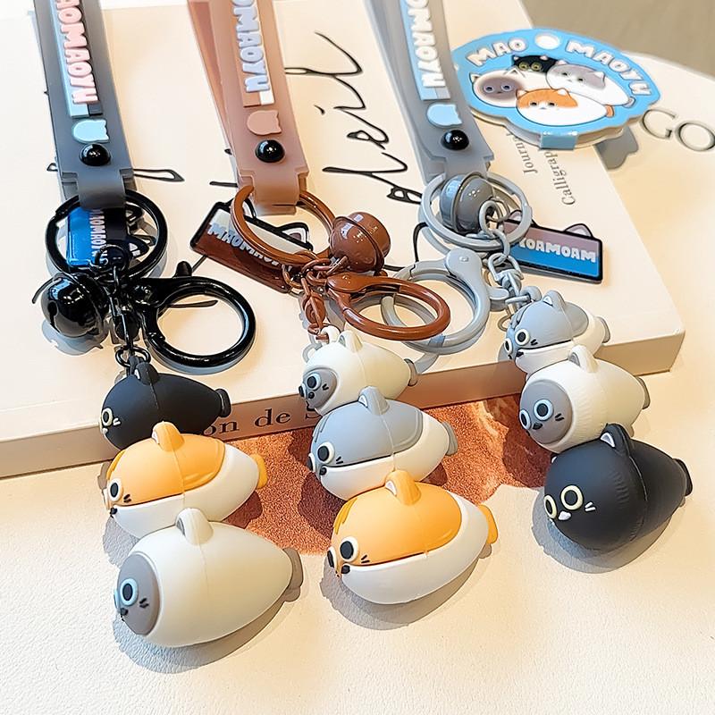 Jinnew Cat Whimsical And Fish Stack Keychain Delightful Resin Key Ring Perfect Gifts For