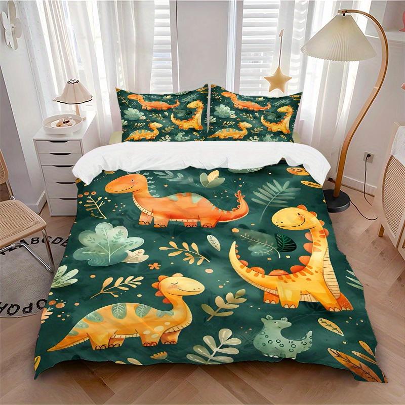 

3pcs Dino Jungle 1Cover + 2Pillowcases, PillowInserts NotIncluded, Machine Washable, All - Season Use, Suitable for Bedroom Guest Room71 135x200cm