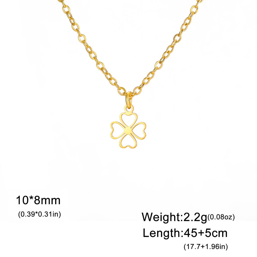 Teamer Four-Leaf Clover Clear Zircon Necklace Stainless Steel Little Charms Choker Lucky Jewelry Birthday Gift 2026 Spring New