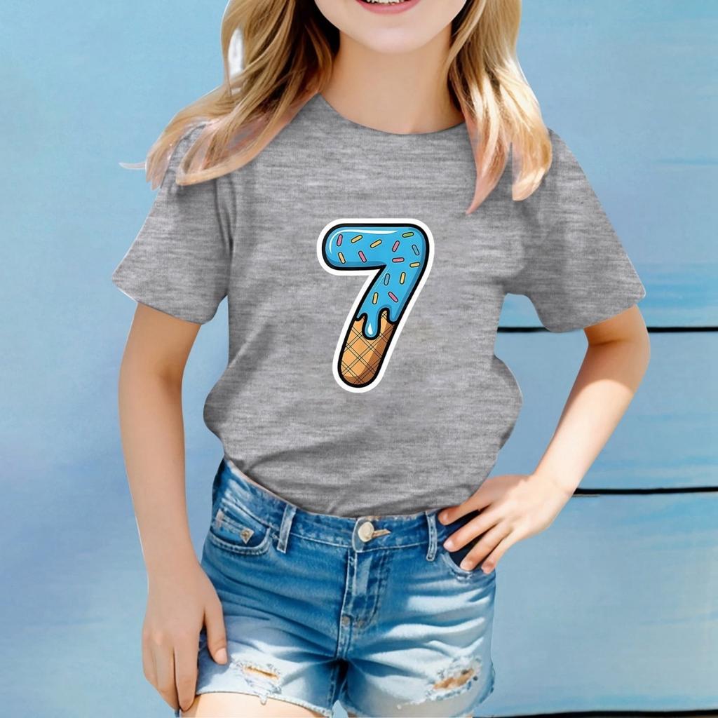 Children Funny Six Seven 67 Meme Print T-Shirt for Kids Humor Round Neck Tee Novelty Gift Girl Top Fashion Children's Clothing