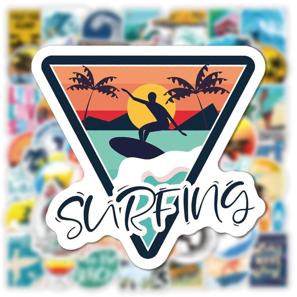 50 ks nálepek na surfování pro dospívající dívky Nálepky na surfovací notebook na láhve na surfovací prkno Vodotěsné vinylové nálepky na surfovací prkno Balíček nálepek na surfování