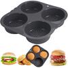 Hamburger Bun Mold Baking Hamburger Bread Pan Non-Stick Silicone Mold Dishwasher Safe 4 Cavities for Burger Buns Kitchen Tool,10cm (4 Inch) Egg