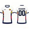 Maillots de l'équipe de football équatorienne, tailles enfants et adultes, vêtements de sport familiaux, imprimé bleu et blanc, tenues d'entraînement pour les passionnés de sport.