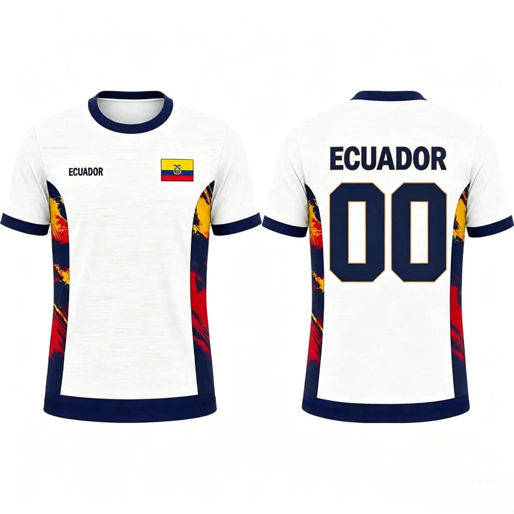 Maillots de l'équipe de football équatorienne, tailles enfants et adultes, vêtements de sport familiaux, imprimé bleu et blanc, tenues d'entraînement pour les passionnés de sport.
