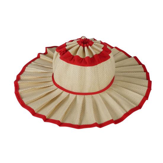 Women Straw Hat Plaid Print Summer Foldable Hat Wide Brim UV Protection Lightweight Breathable Beach Sun Hat