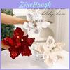 Christmas Plush Glitter Flower Decor With Faux Floral For Holiday Celebration