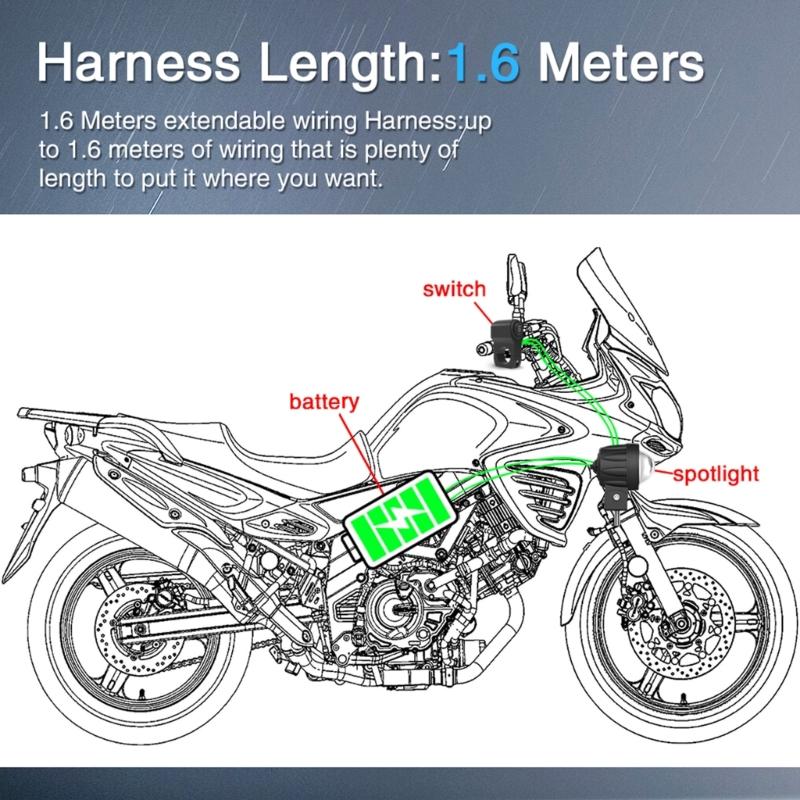 Waterproof Motorcycle Fog Lights Wire Switch Harness Headlight Spotlights Wire Cable Suitable for ATV Car LED Work Light