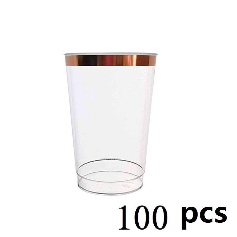 25-100 шт. 12 унций золотых пластиковых стаканов одноразовые золотые стаканы с оправой — фото 9
