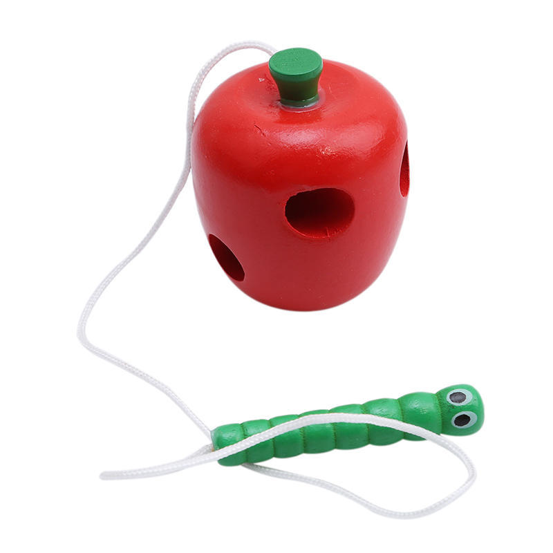 Montessori Toy Worm Eat Fruit Wooden Puzzle Toy Kids Fingers Flexible Training Twisting Worm Educational Toys For Children Gifts