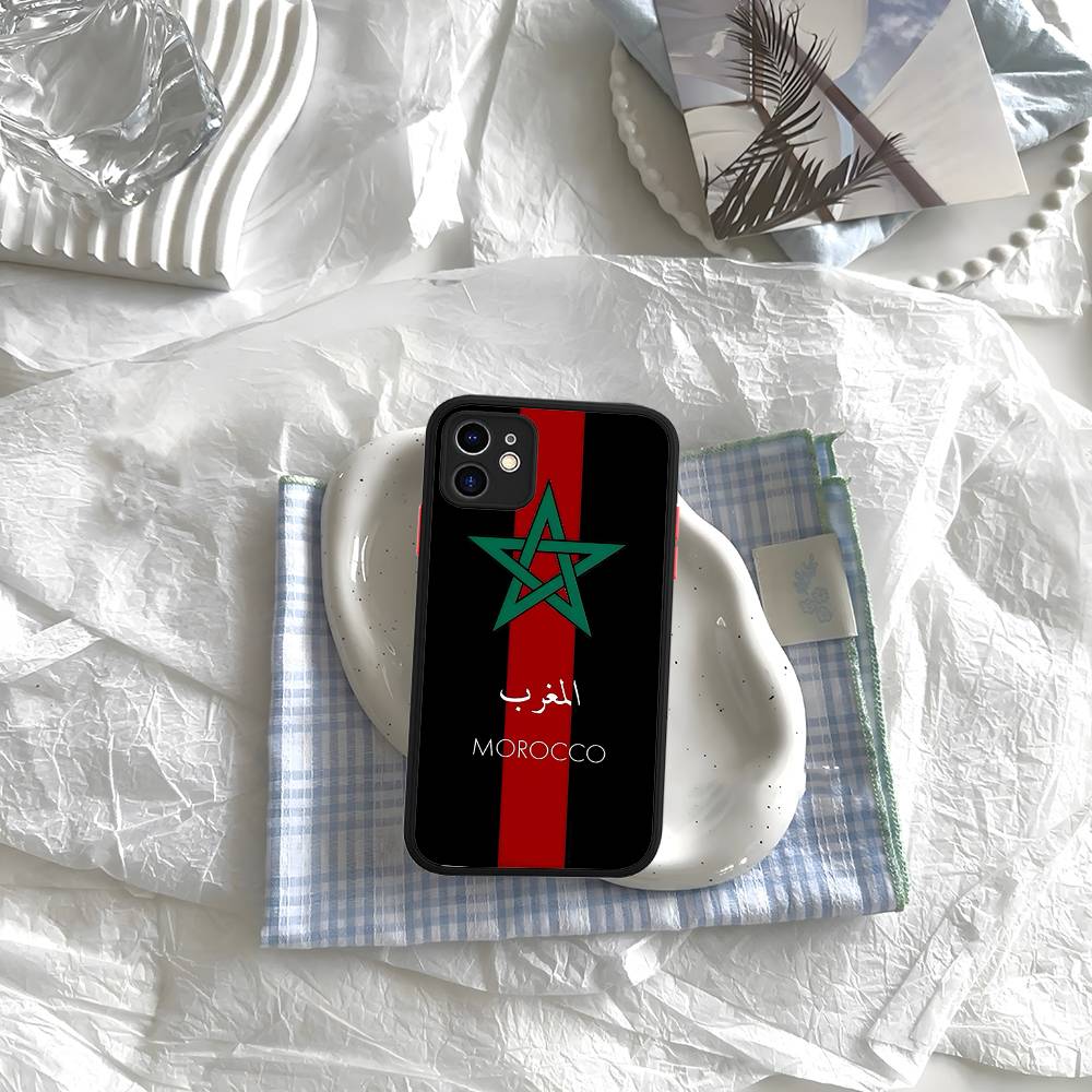 Morocco Map Flag Matte Silicone Phone Cases For IPhone 16 13 15 12 11 Pro Max Plus For IPhone 14 15 Pro