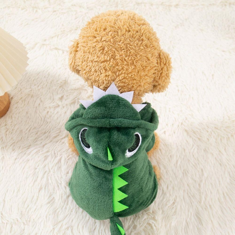 Windproof Dinosaur Jumpsuit Thickened Dog Sweater Cute Pet Costume  Winter