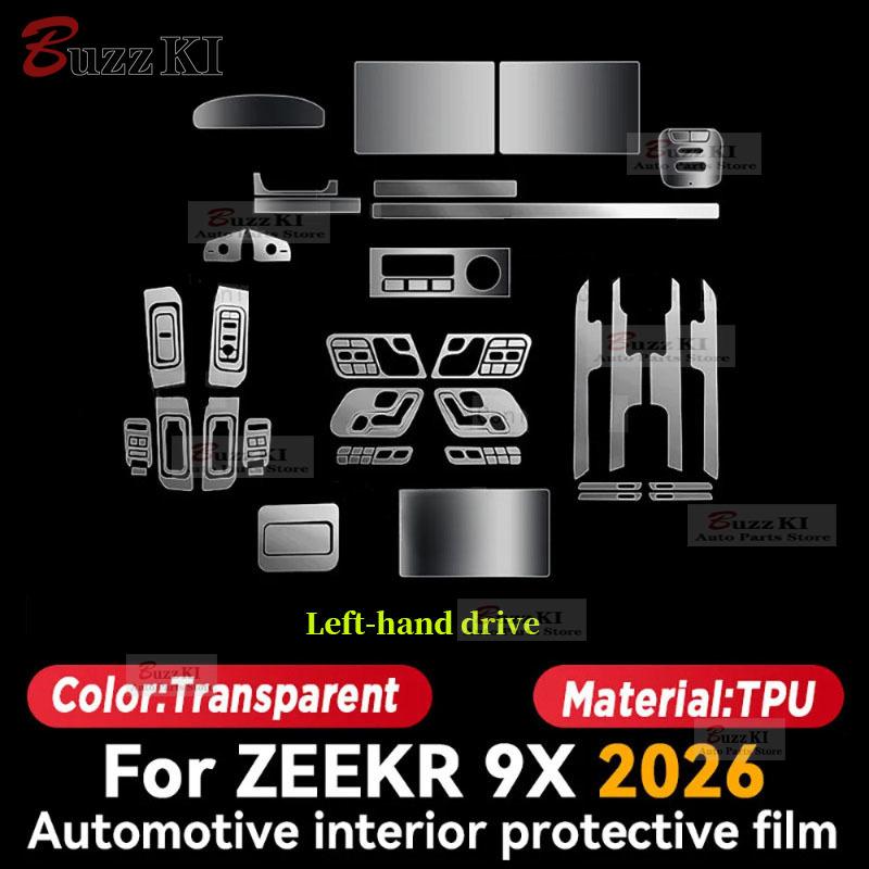 For ZEEKR 9X 2026 TPU Navigation Dashboard Gear Center Console Pre Cut Car Interior Repair Protective Film Anti-scratch Sticker