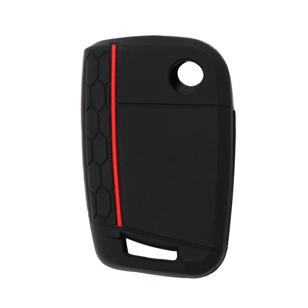 3 Button Key Silicone Car Key Cases Cover Keychain Folding Remote Key Fob Protection For VW Golf 7 MK7 Accessories