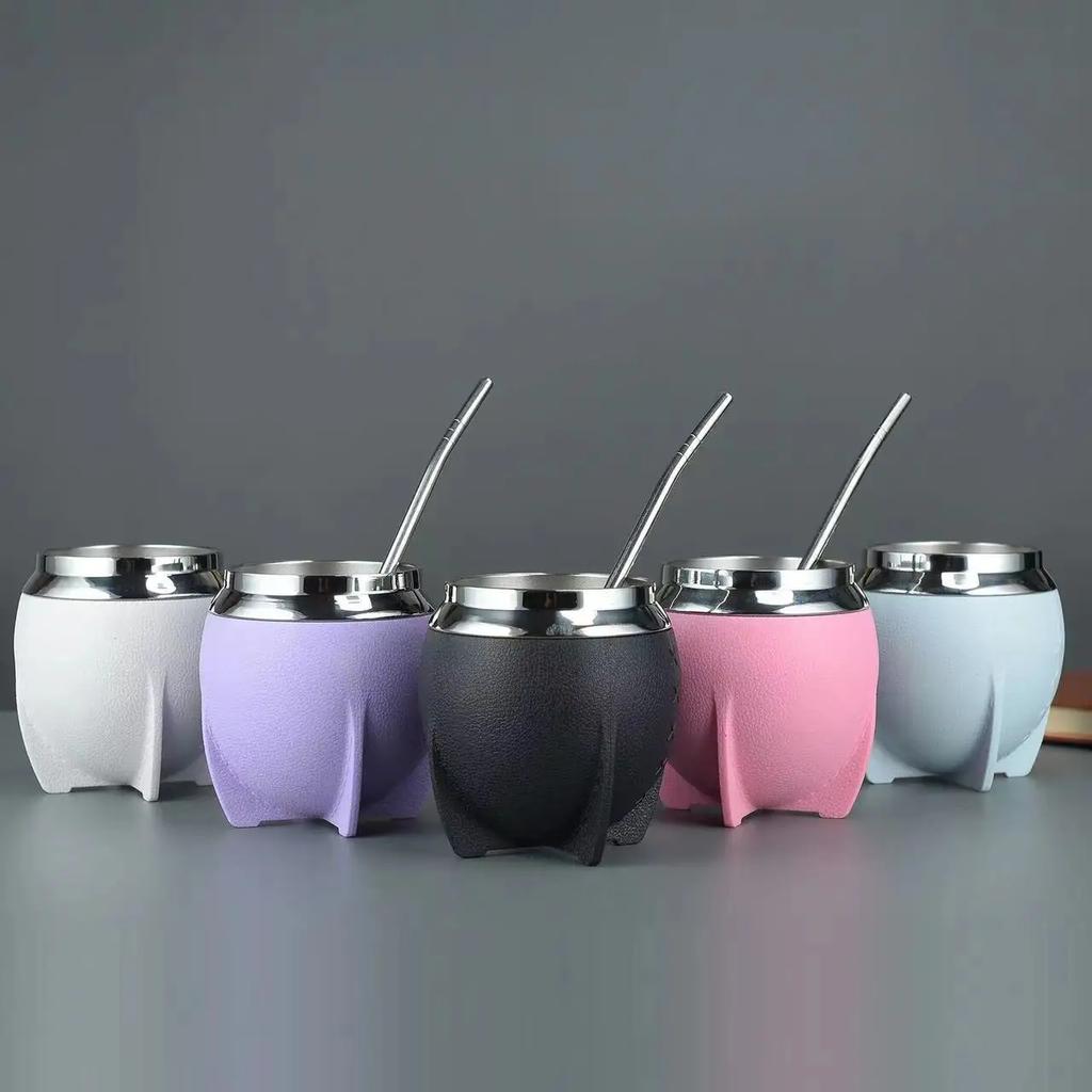 280ml Double Wall Layer Stainless Steel Yerba Mate Tea Cup Tumbler Rocket Coffee Cup Coffee Tumbler No Straw