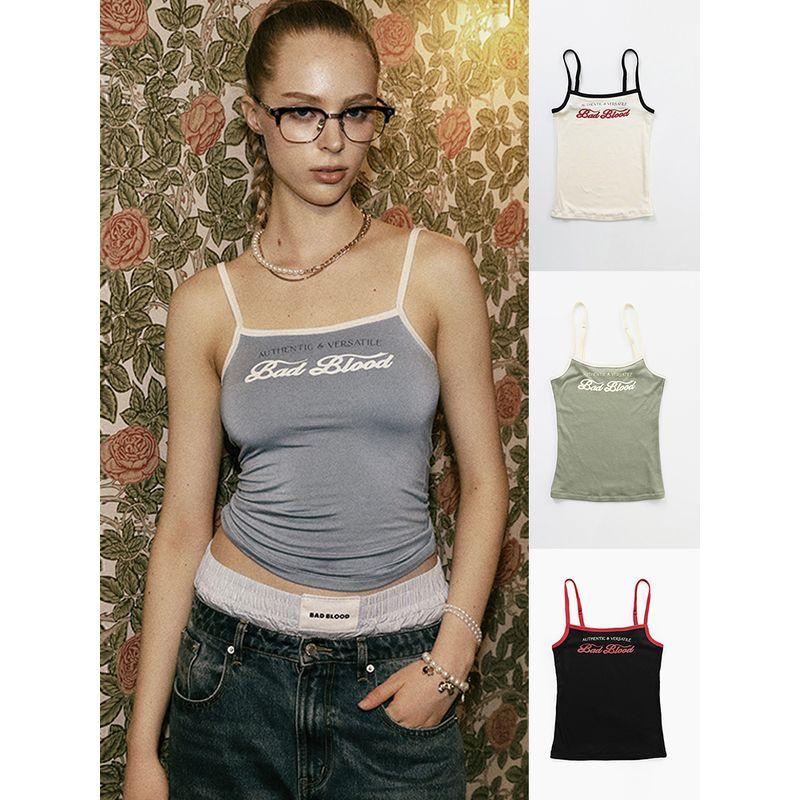 Badblood American Gyaru Sexy Cami Women Letter Embroidery Gyaru Niche Slim Fit Inner Wear Top Tide