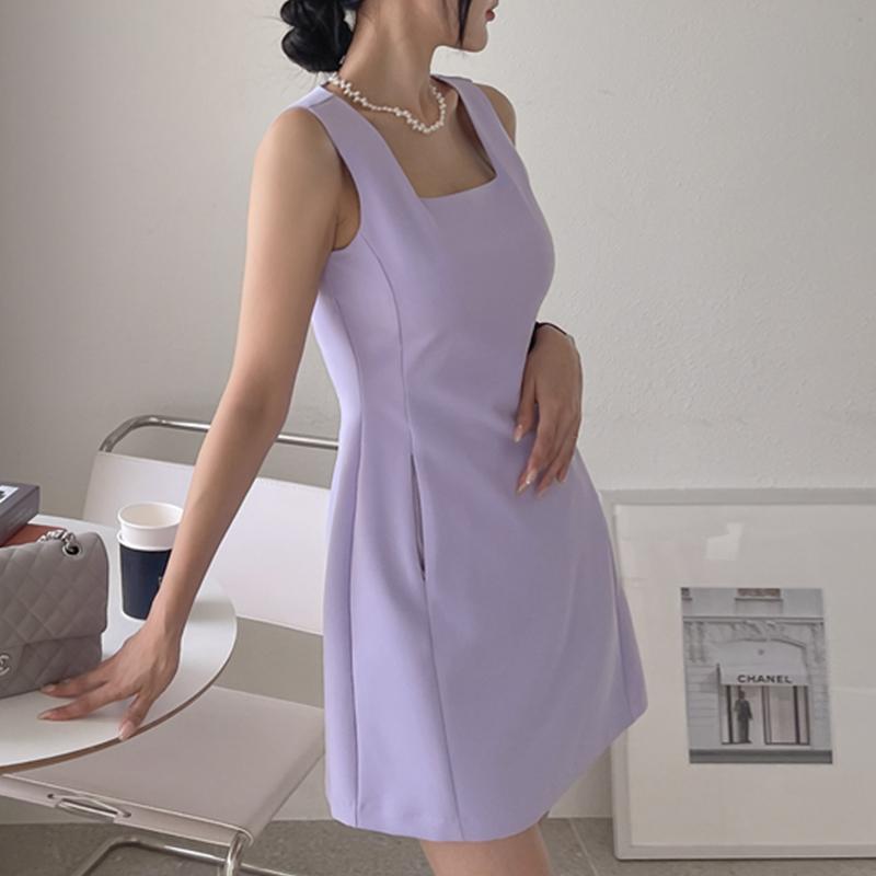 VONDA Letnia damska sukienka Mini bez rękawów z kwadratowym kołnierzem