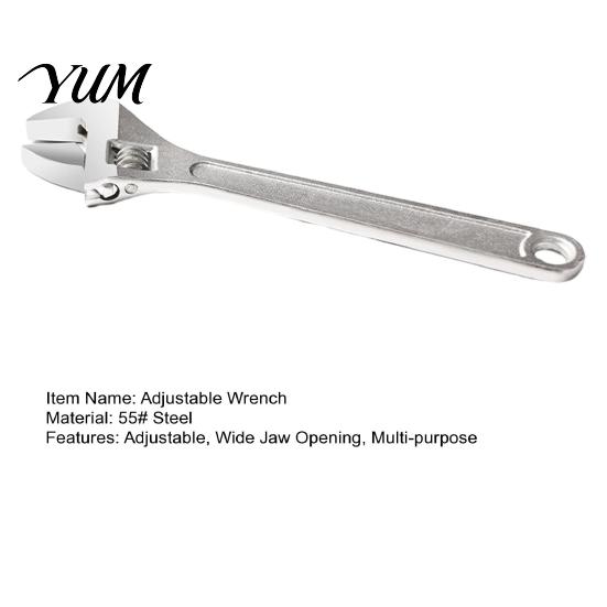 Home Garage Essentials 6/8/10/12/15 Inch Adjustable Wrench, Wide Jaw Opening Wrench for Automotive Maintenance Tool Plumbing Improvement Workshop And