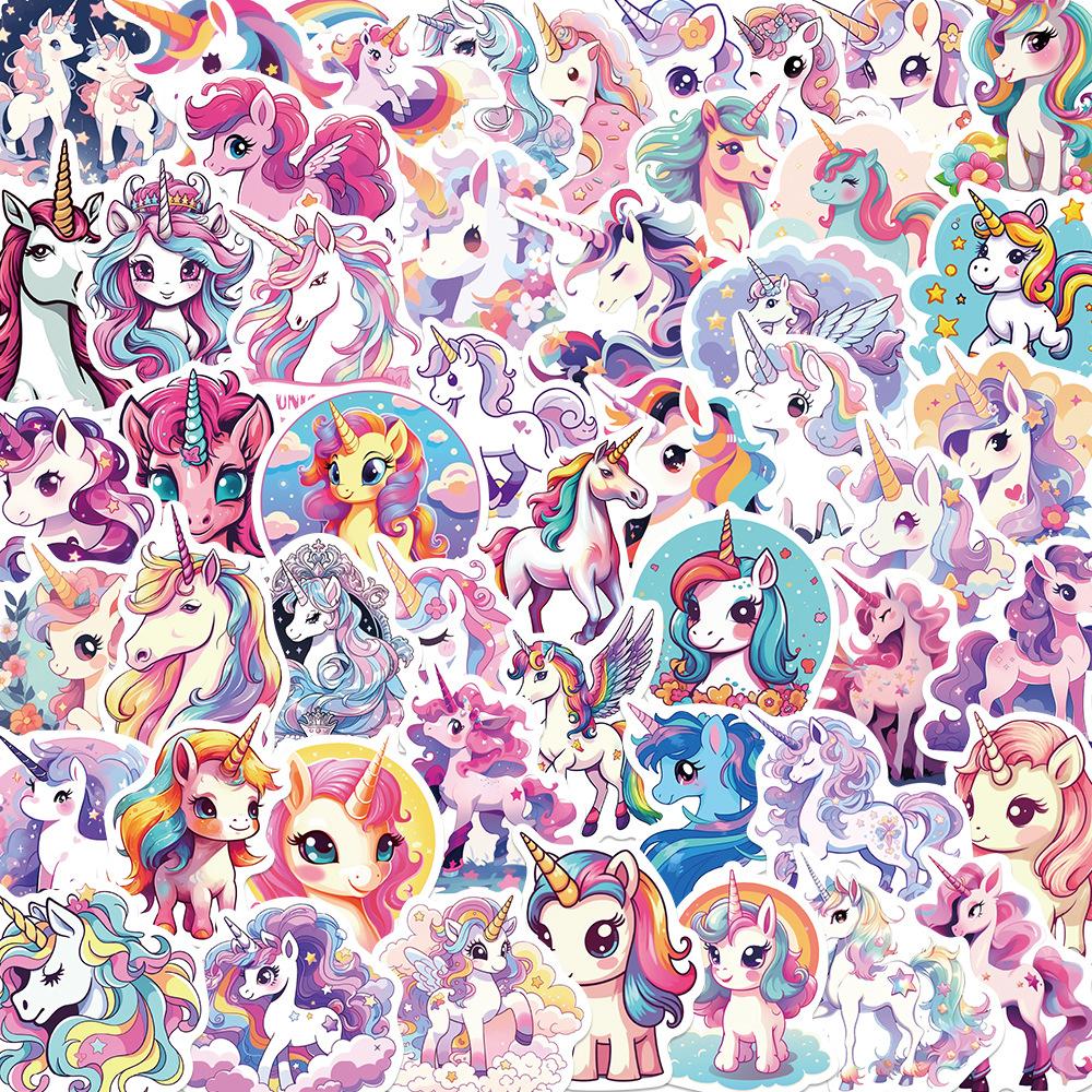 50 Cartoon Unicorn Doodle Stickers Guitar Notebook Suitcase DIY Waterproof Stickers