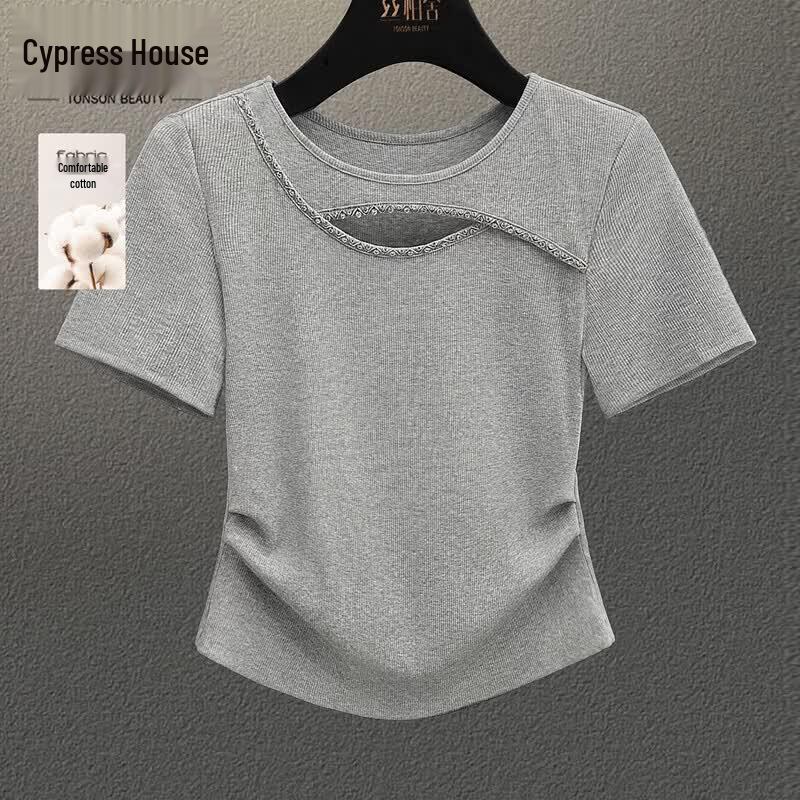 Women s Solid Round Neck Short Sleeve T-Shirt S