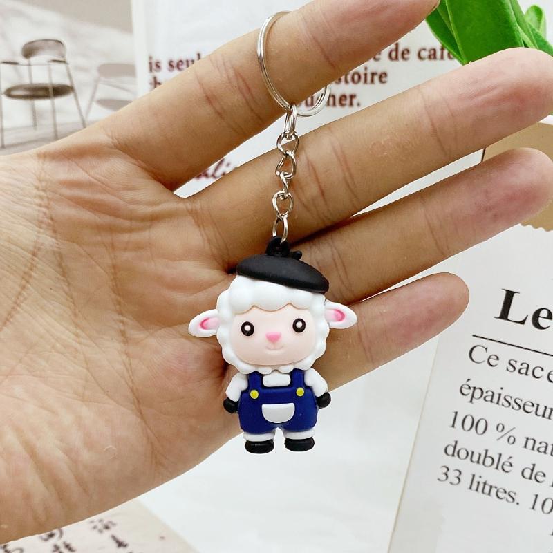 Cute Cartoon Sheep Keychains Soft Silicone Various Lovely Styles Perfect For Backpack Decor Birthday Gifts Daily Accessories