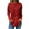 Women's Loose Round Neck Christmas Print Long Sleeve T-Shirt Top Pullover