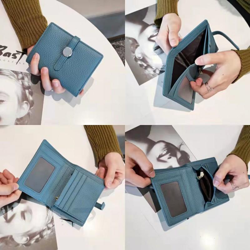 First-layer Cowhide Women's Folded Short Wallet Fashionable Authentic Leather Drawstring All-purpose Change Purse Thin Card Bag