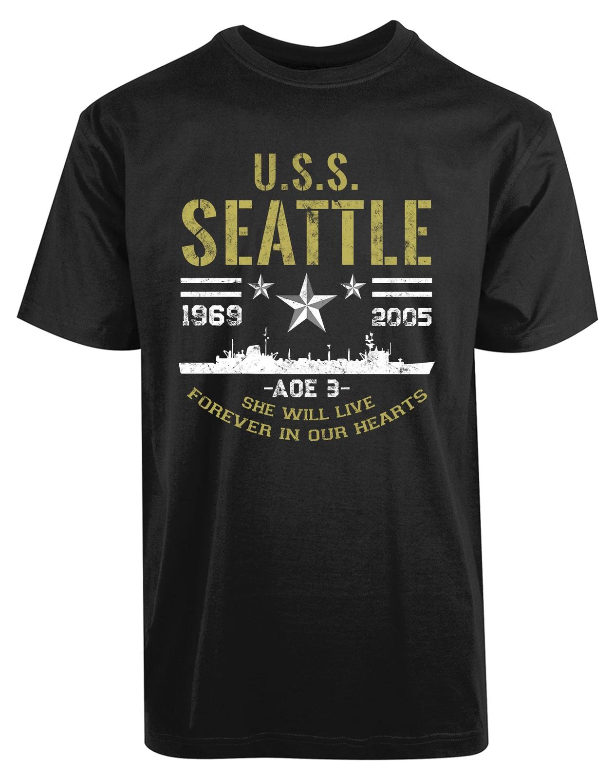 USS Seattle Will Live Forever In Our Heart New Mens Shirt Unisex Support USA Tee M