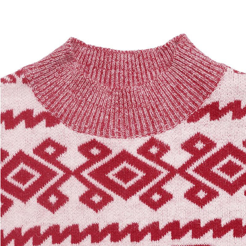 Women's Casual Autumn/Winter 2026 Half-High Collar Loose Letter Pullover Sweater