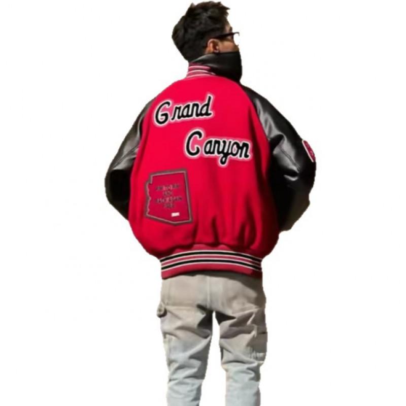 Unisex Oversized Baseball Jacket With Embroidered Letter Design Fall Streetwear Hoodie Style Outerwear