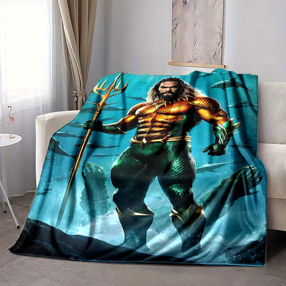 1 Stück Aquaman Flanell-Kuscheldecke Leicht Weich Warm Ganzjahresdecke für Sofa, Bett, Reisen, L1028003 80x120cm blue