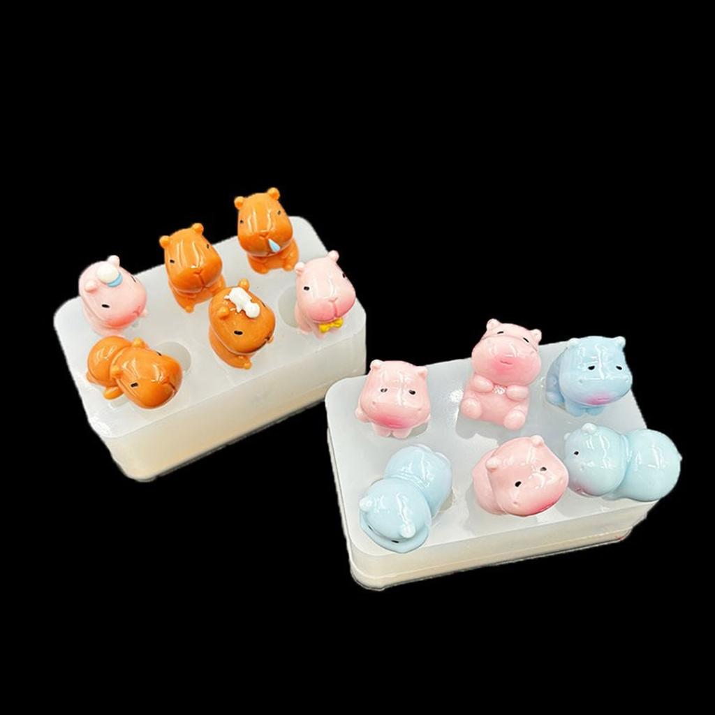 Multiple Use 6 Cavity Silicone Mould Resin Art Tools Capybara Hippo Miniature Decoration Craft Projects
