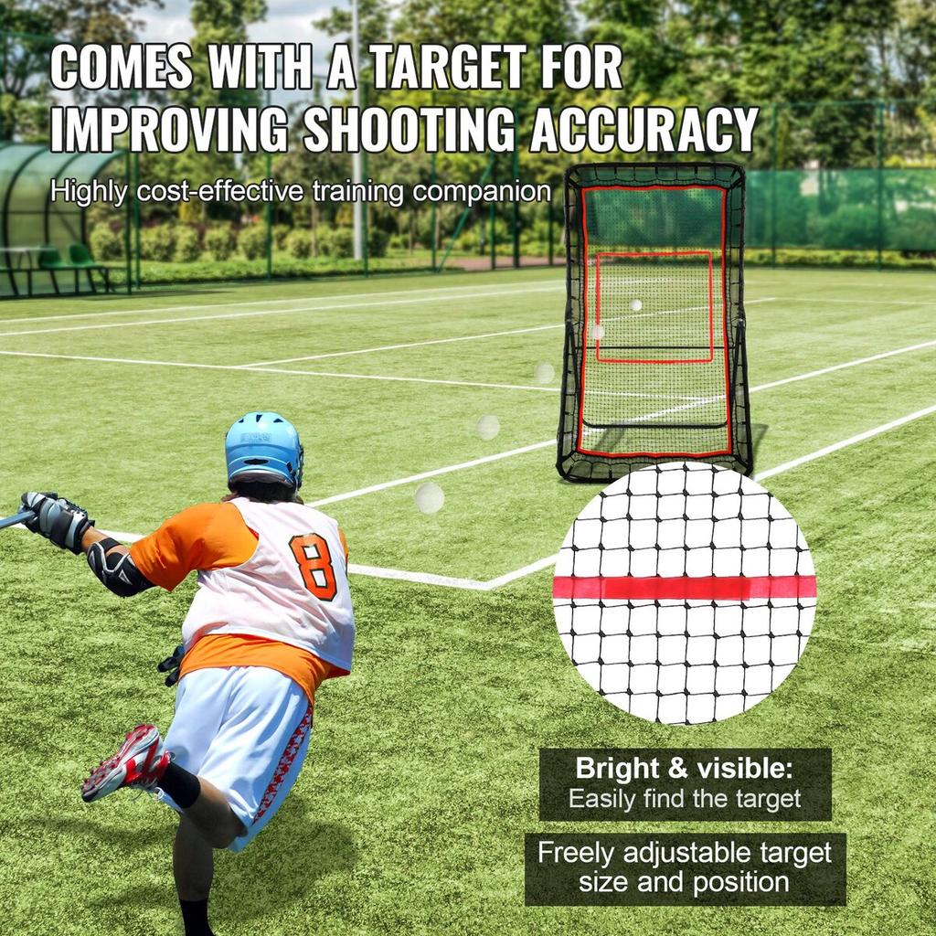 Lacrosse Rebounder for Backyard, 4x7 Ft Volleyball Bounce Back Net, Pitchback Throwback Baseball Softball Return Training Screen, Adjustable Angle
