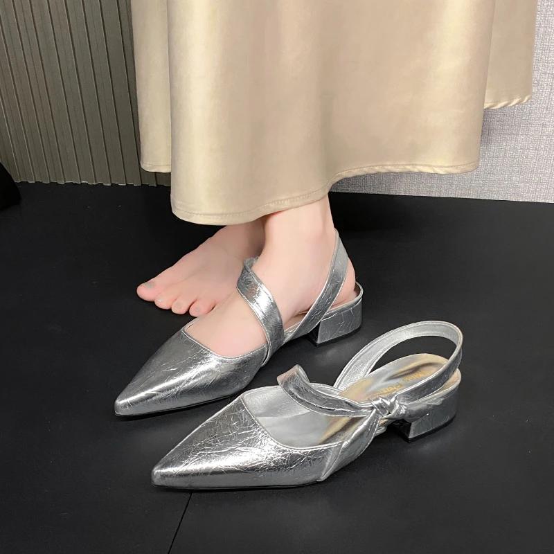 Fashion Summer Woman Pointed Toe Sandals Flats Casual Fashion Shoes Retro Women Sandals Designer New Trend Shoes Slingback Mujer Zapatos