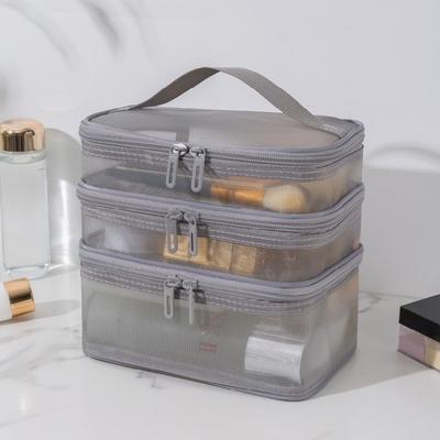 3-Layer Large Capacity Mesh Cosmetic Bags Travel Storage Bags for Toiletries Cosmetics Foldable Makeup Bag