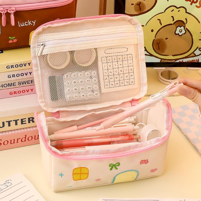 Small House Pencil Case Large Capacity Student Stationery Bag High Value Storage Bag Girls Classification Cosmetic Bag
