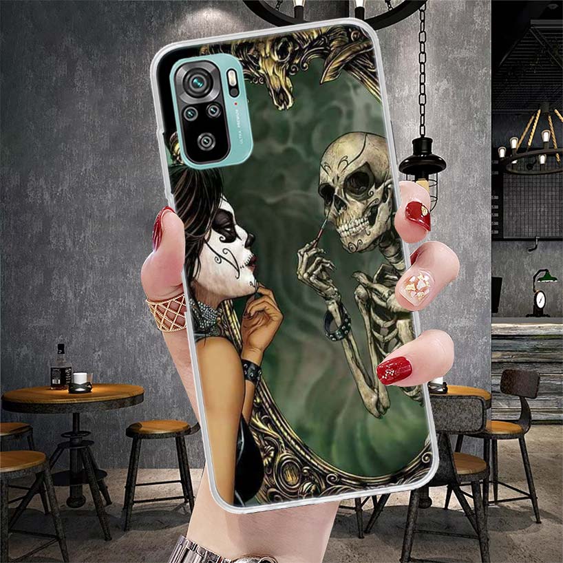 Catrina Beautiful Rose Girl Skull Soft Phone Case For Xiaomi Redmi Note 15 14 14S 13 12 Pro Plus 12S 11 11S 11E 10 10S 11T 5G Fu