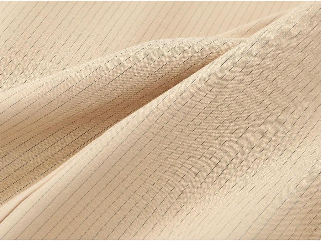 2025 Spring European & American Style Women's Slim Stripe Midi Dress