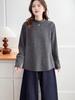 Plus Size Korean Style Drop Shoulder Slimming Long Sleeve Fleece T-shirt - Warm Versatile Base Layer for Women