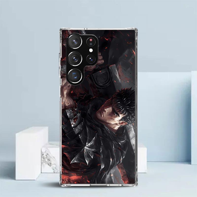 Black White G-Guts B-Berserks Phone Case For Samsung Galaxy S24 S25 Edge S26 Ultra S22 S23 Plus S21 + S20 FE Soft TPU Back Cover