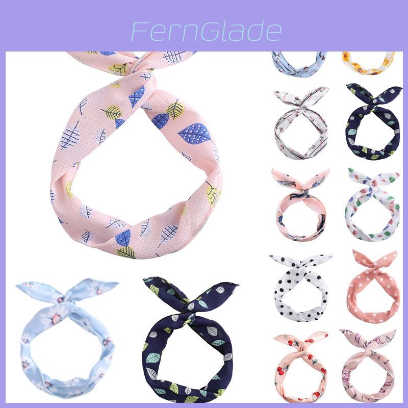 Floral Rabbit Ears Knotted Wire Hair Bands For Women With Elegant Metal Wire Scarf Design